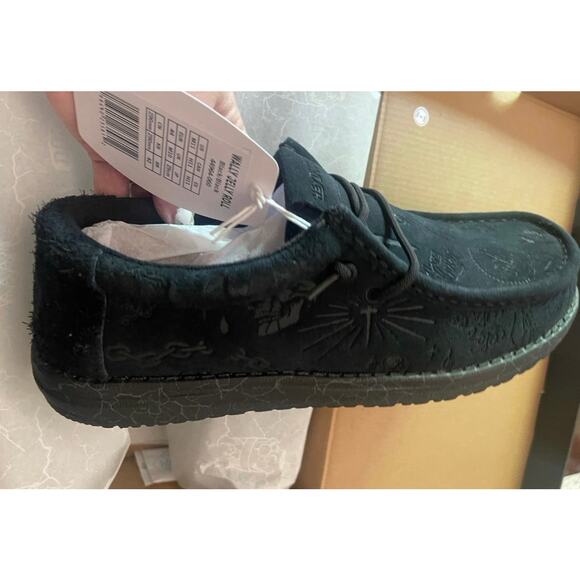 Hey Dudes Wally Jelly Roll collab black on black sz 12 New in box - Picture 1 of 12